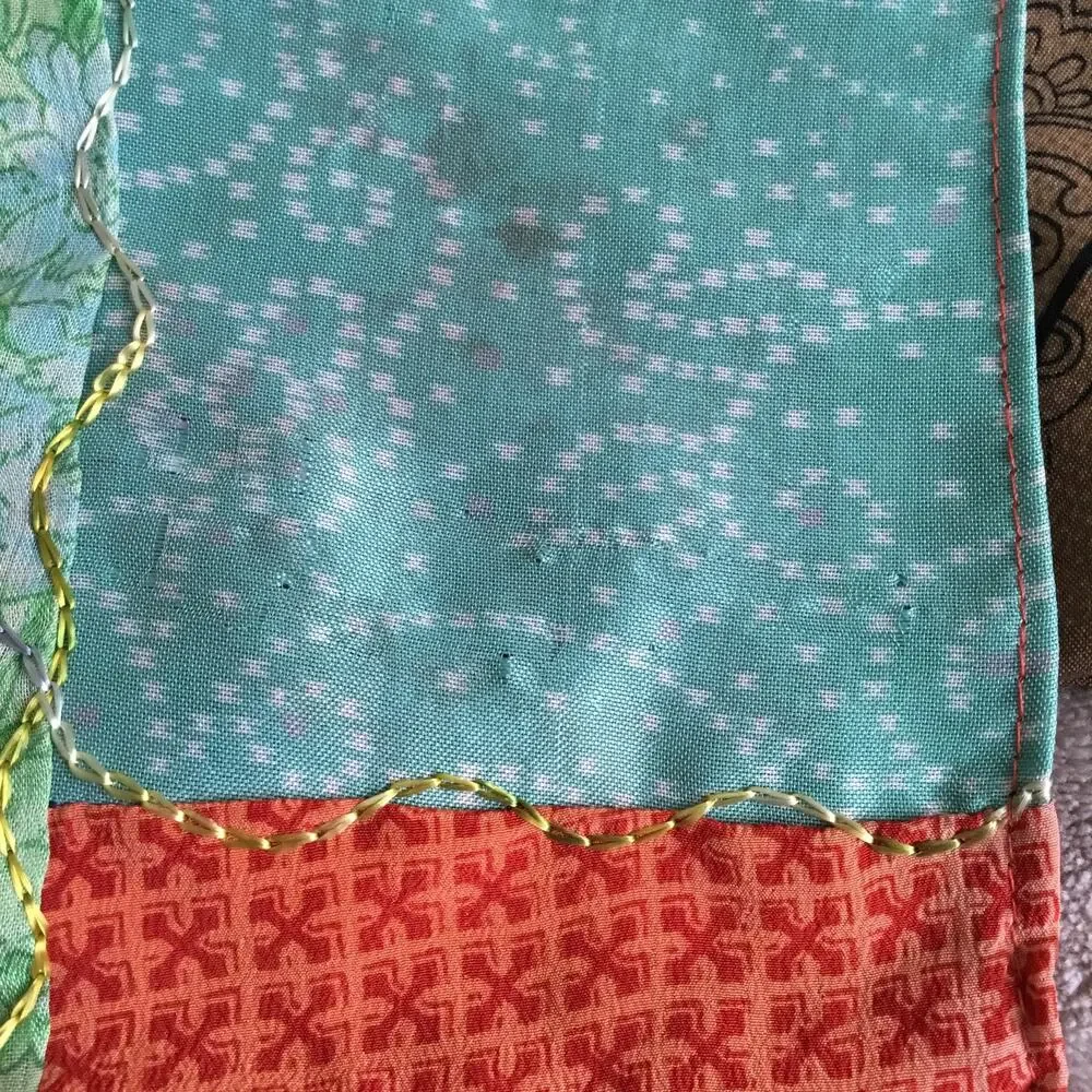 Giardino D'Oriente Lg Rectangle Patch Multicolor 100% Silk Scarf Made in Italy